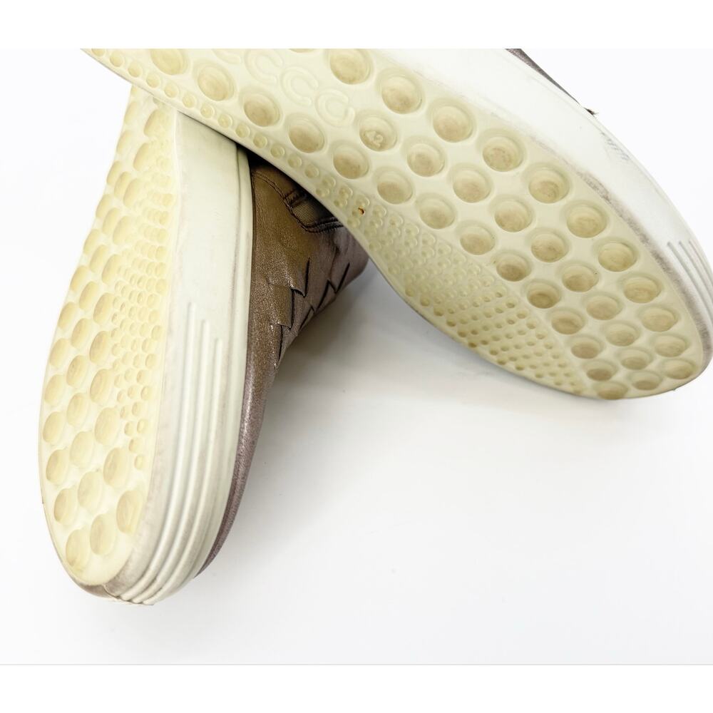 ECCO Soft 7 Woven Metallic Rose Gold Leather Slip On Sneakers EU 42 US 11 - Picture 6 of 7